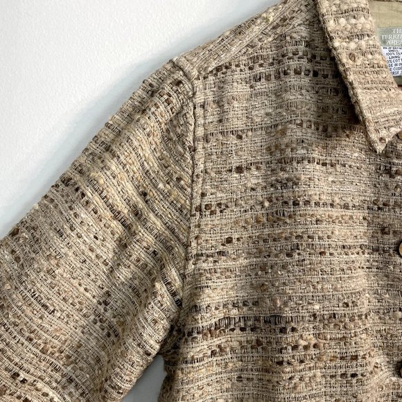 The Territory Ahead Jacket Women Medium Neutral Tan 100% Silk Textured Button Up - Picture 2 of 8